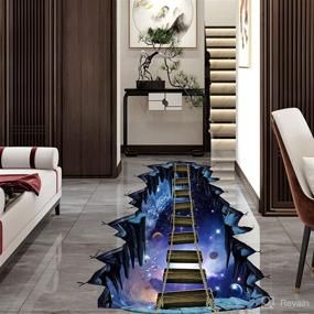 img 1 attached to Enhance Your Space with RW-82002 3D Floor Stickers: Interstellar Space Suspension Bridge Illusion for Kids Bedroom, Living Room, and More!