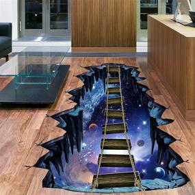 img 2 attached to Enhance Your Space with RW-82002 3D Floor Stickers: Interstellar Space Suspension Bridge Illusion for Kids Bedroom, Living Room, and More!