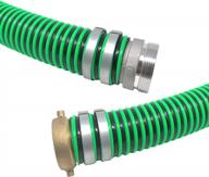 20 ft heavy duty epdm all weather suction hose assembly with male x female npsm pinlug fittings - 1-1/2" inside diameter hose, black tube, lime green helix logo