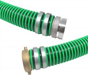 img 2 attached to 20 Ft Heavy Duty EPDM All Weather Suction Hose Assembly With Male X Female NPSM Pinlug Fittings - 1-1/2" Inside Diameter Hose, Black Tube, Lime Green Helix