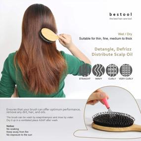 img 1 attached to BESTOOL Boar Bristle Hair Brush: Perfect For Detangling Thick, Fine & Curly Hair - For Women Men Kids!