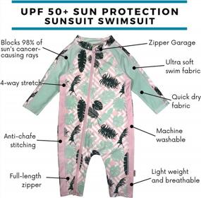 img 3 attached to Girls' Long Sleeve Sunsuit With UPF 50+ Protection - Available In Various Colors By SwimZip