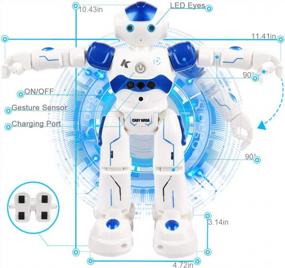 img 2 attached to Игрушка-робот с дистанционным управлением для детей - Yoego Gesture Sensing, программируемый набор для ходьбы, танца, пения, робота (синий)