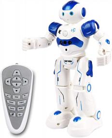 img 4 attached to Игрушка-робот с дистанционным управлением для детей - Yoego Gesture Sensing, программируемый набор для ходьбы, танца, пения, робота (синий)
