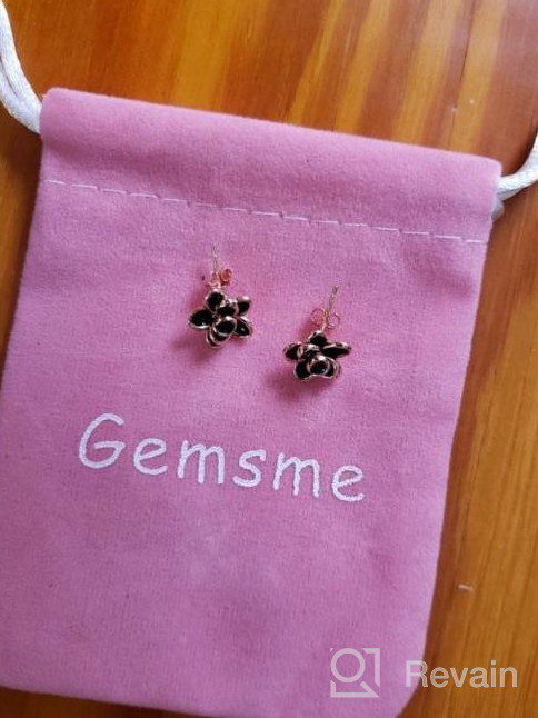 img 1 attached to 925 Sterling Silver Inlay Black Rose Gold Plated Flower Stud Earrings For Women review by Rebecca Walker