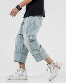 img 2 attached to Chouyatou Men'S Distressed Harem Capri Jeans With Cargo Pockets And Loose Fit