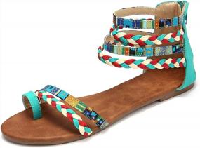 img 4 attached to Gracosy Summer Sandals For Women: Fashion Bohemia Beach Shoes With Zipper & Woven Straps