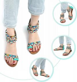 img 3 attached to Gracosy Summer Sandals For Women: Fashion Bohemia Beach Shoes With Zipper & Woven Straps
