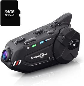 img 4 attached to 📷 1080P Motorcycle Camera Helmet Bluetooth Headset with 6-Way Intercom, FreedConn R1 Plus - Motorcycle Dash Cam with FM/Bluetooth 5.0/64G TF Card/2-in-1 Mic/IP65