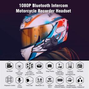 img 3 attached to 📷 1080P Motorcycle Camera Helmet Bluetooth Headset with 6-Way Intercom, FreedConn R1 Plus - Motorcycle Dash Cam with FM/Bluetooth 5.0/64G TF Card/2-in-1 Mic/IP65