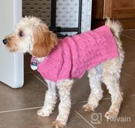 img 1 attached to Pink Deer Knit Dog Sweater Dress With Craft Pom Pom Ball Pullover Ruffle For Small Dogs CuteBone Snowflake Girl review by Daniel Jackson