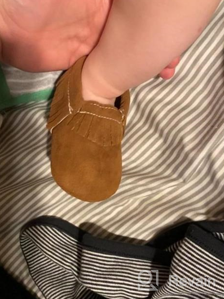 img 1 attached to Adorable And Comfortable Baby Moccasins: Delebao Soft Sole Tassel Crib Shoes review by Matt White