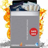 fireproof document bag 15"x11", fireproof safe pouch 7"x9", non-itchy silicone coated file storage, waterproof document holder with zipper money bag logo