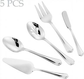 img 1 attached to 5 Pieces Serving Set, HaWare Quality Stainless Steel Hostess Eating Utensils, Elegant Design For Wedding Buffets Party, Mirror Polished & Dishwasher Safe(Scalloped Edges)