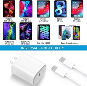 img 2 attached to 💨 USB C Fast Charger for iPad Pro 12.9/11 (2021/2020/2018), iPad Air 4th/5th Gen 10.9", iPad Mini 6th Gen, Fast Charging Wall Charger with 6.6FT USB C to C Cable