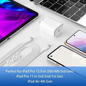 img 1 attached to 💨 USB C Fast Charger for iPad Pro 12.9/11 (2021/2020/2018), iPad Air 4th/5th Gen 10.9", iPad Mini 6th Gen, Fast Charging Wall Charger with 6.6FT USB C to C Cable