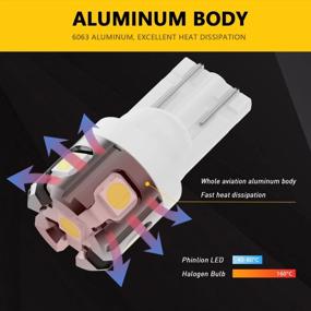 img 2 attached to Phinlion 194 LED Bulb 6000K White - Super Bright T10 Wedge 6-SMD 3030 Chipsets - Replacement For Car Dome, Map, Door, License Plate & Courtesy Lights