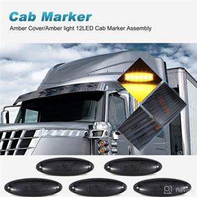 img 3 attached to 🚛 Partsam 5pcs Smoke Lens Yellow 6 LED Top Cab Marker Roof Running Lights Lamps Assembly for Freightliner Cascadia Heavy Duty Truck Cab Lights - Replacement