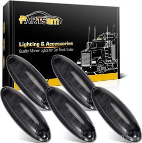 img 4 attached to 🚛 Partsam 5pcs Smoke Lens Yellow 6 LED Top Cab Marker Roof Running Lights Lamps Assembly for Freightliner Cascadia Heavy Duty Truck Cab Lights - Replacement