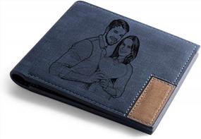 img 4 attached to Custom Engraved Leather Wallet For Men - Personalized Photo Gift For Dad, Son, Boyfriend