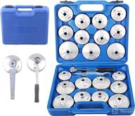 🔧 23-piece set of cup type oil filter cap wrench sockets made of aluminum alloy, 1/2" drive, with storage case логотип