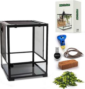 img 4 attached to 🦎 BIOTERIUM Reptile and Terrarium Starter Kit - Glass Tank Combo with Bulb, Plant, Thermometer, Poster...
