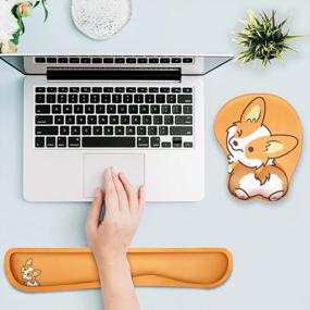 img 3 attached to Ergonomic Keyboard Wrist Rest And Mouse Pad Set With Non-Slip Base For Comfortable Typing - Yellow Corgi Design