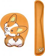 ergonomic keyboard wrist rest and mouse pad set with non-slip base for comfortable typing - yellow corgi design logo
