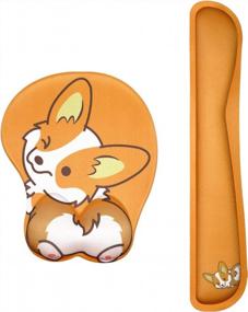 img 4 attached to Ergonomic Keyboard Wrist Rest And Mouse Pad Set With Non-Slip Base For Comfortable Typing - Yellow Corgi Design