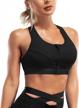 cydream women zip front racerback sports bras supportive padded yoga workout bra impact support wireless removable logo