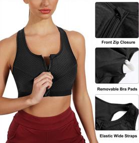 img 2 attached to CYDREAM Women Zip Front Racerback Sports Bras Supportive Padded Yoga Workout Bra Impact Support Wireless Removable