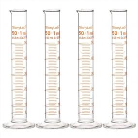 img 4 attached to 4-Pack 50Ml Heavy Wall Borosilicate Glass Graduated Cylinder Measuring Cup By StonyLab