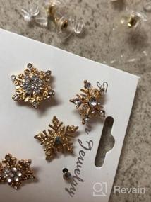 img 5 attached to ❄️ CEALXHENY Snowflake Earrings: Sparkling Rhinestone Crystal Studs for Women and Girls - Perfect Holiday Party Gift Set