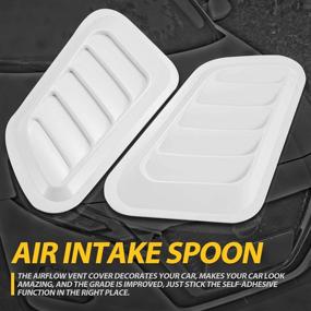 img 3 attached to KATUR 1 Pair Universal Car ABS Decorative Air Flow Intake Scoop Turbo Bonnet Vent Cover Hood (White)