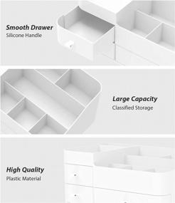 img 2 attached to White Makeup Organizer For Vanity - Cosmetic Storage Box With Drawers, Large Desk Organizer For Lipstick, Brushes, Skincare, Lotions, Perfumes, Eyeshadow & Nail Polish Bathroom Countertops
