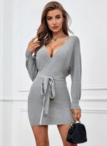 img 1 attached to Stylish And Sexy: SouqFone Women'S Backless Sweater Dress With Belt