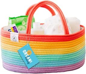 img 4 attached to Organic Rainbow Rope Diaper Caddy: Nursery Storage Basket And Organizer For Baby Diapers, Ideal For Rainbow-Themed Decor And Baby Baskets
