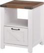 stylish farmhouse side table with ample storage space in white for your living room - homcom logo