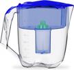 ecosoft blue water filter pitcher with extra cartridge - countertop filtration jug and purifier for home kitchen dispensing logo
