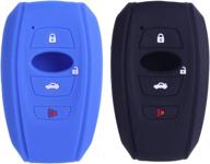 2pcs xuhang sillicone key fob skin key cover remote case protector shell for 2016 2017 subaru forester sti 2017 outback 2014-2017 brz 2015 2016 xv crosstrek impreza 2016 wrx smart remote black blue logo