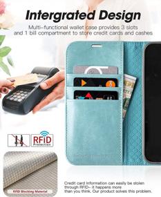 img 2 attached to RFID Blocking Wallet Case For IPhone 13 Mini - PU Leather Flip Folio Cover With Card Slots, Kickstand, And Shockproof TPU Inner Shell - Mint Green (5.4 Inch)
