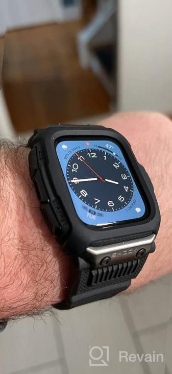 img 1 attached to Rugged Sport Military Band With Bumper Cover, Compatible With Apple Watch 45Mm/44Mm/42Mm, Men'S TPU Strap With Metal Pieces For IWatch Series SE2 SE 8 7 6 5 4 3 2 1, Dark Gray By OUHENG review by Yesenia Quirante