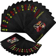 joyoldelf black playing cards, waterproof playing cards & plastic decks of cards, flexible playing cards with box for party, magic and game logo