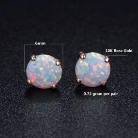 img 3 attached to GEMSME 10K Solid Yellow/White/Rose Gold 6.00Mm Round Fire Opal Stud Earrings Hypoallergenic Gift Jewelry For Women