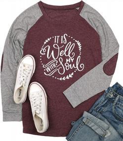 img 2 attached to It Is Well With My Soul Christian T Shirt Women Raglan Long Sleeve Elbow Patches Shirt Casual Baseball Blouse Top