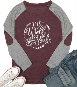 img 3 attached to It Is Well With My Soul Christian T Shirt Women Raglan Long Sleeve Elbow Patches Shirt Casual Baseball Blouse Top