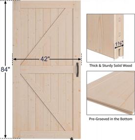 img 1 attached to SMARTSTANDARD 42x84 Sliding Barn Door Kit: DIY Unfinished Solid Spruce Wood Panelled Slab, K-Frame, Natural Finish - Includes 7ft Hardware & Handle