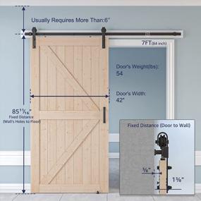 img 2 attached to SMARTSTANDARD 42x84 Sliding Barn Door Kit: DIY Unfinished Solid Spruce Wood Panelled Slab, K-Frame, Natural Finish - Includes 7ft Hardware & Handle