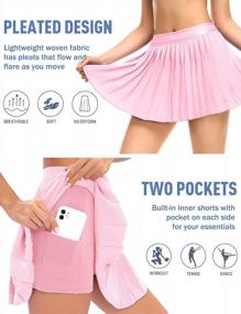 img 2 attached to Womens Pleated Tennis Skirt With Shorts And Pockets - Athletic Golf And Workout Sports Casual Skort