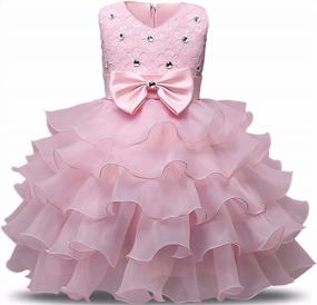 img 4 attached to Kids Lace Ruffles Party Dress Wedding Dresses For Girls